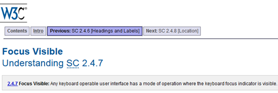 WCAG - example with focus highlighting