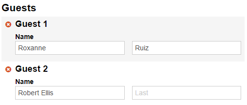 Form with labeled and non-labeled fields; same label text